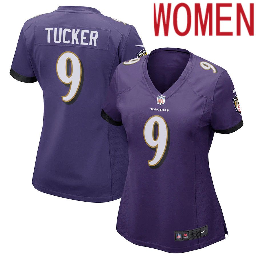 Women Baltimore Ravens #9 Justin Tucker Nike Purple Game Player NFL Jersey